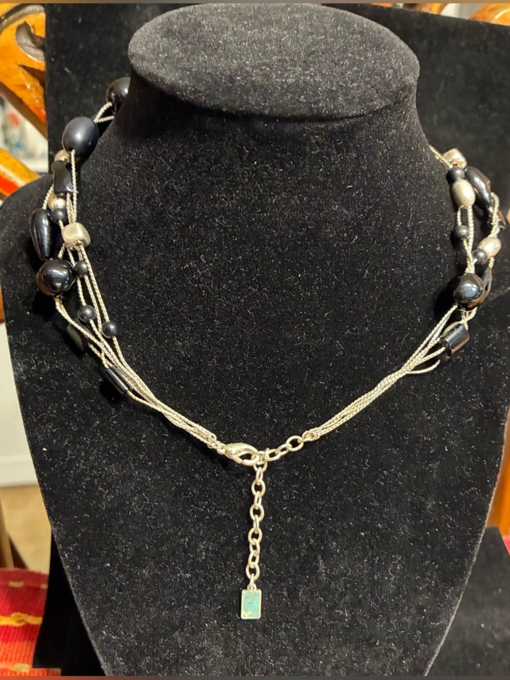 Vintage Ann Klein EUC Multi-Strand Black/ Silver tone earrings & unbra. Earrings - Picture 8 of 15